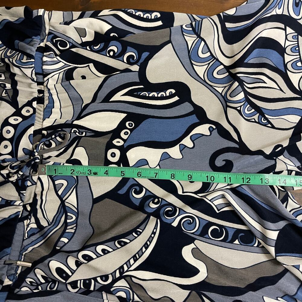 Chico’s Travelers Classic Crop Blue Grey Black Paisley Jumpsuit size 3 US 16 18 - Picture 10 of 12